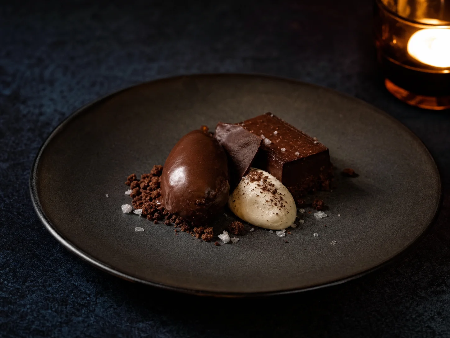 Chocolate in three textures